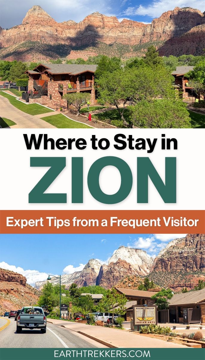 Informational graphic summarizing where to stay in and around Zion National Park.