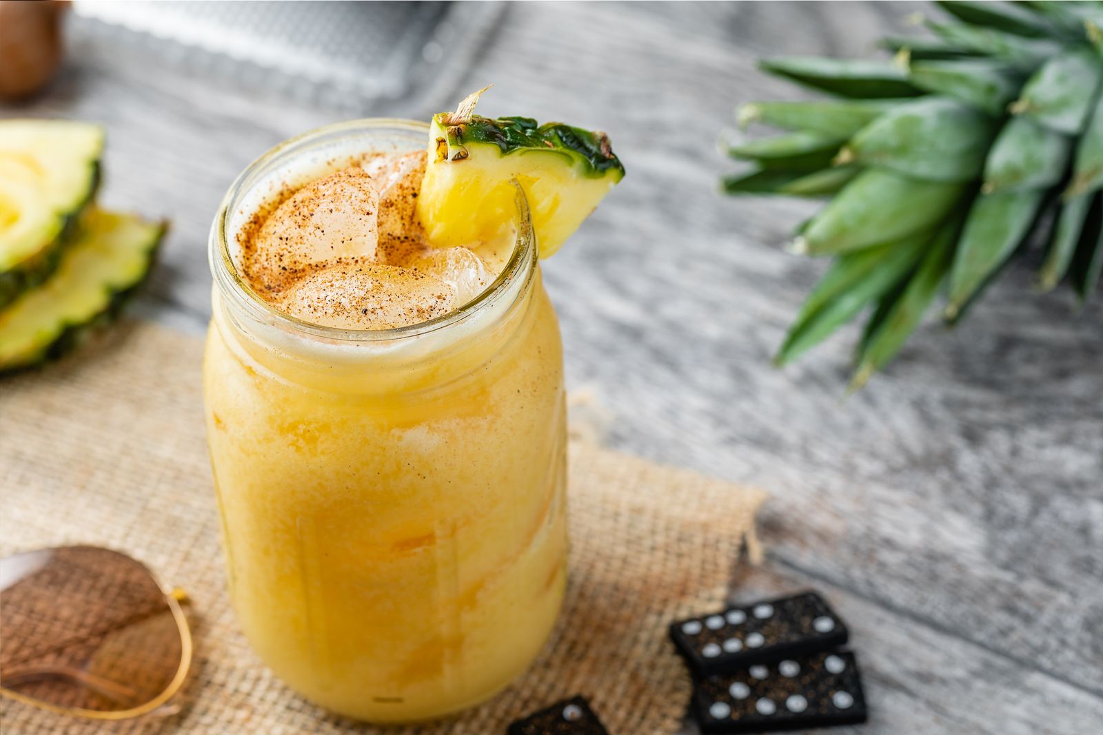A tropical Caribbean cocktail served at a beachside bar in San Juan.