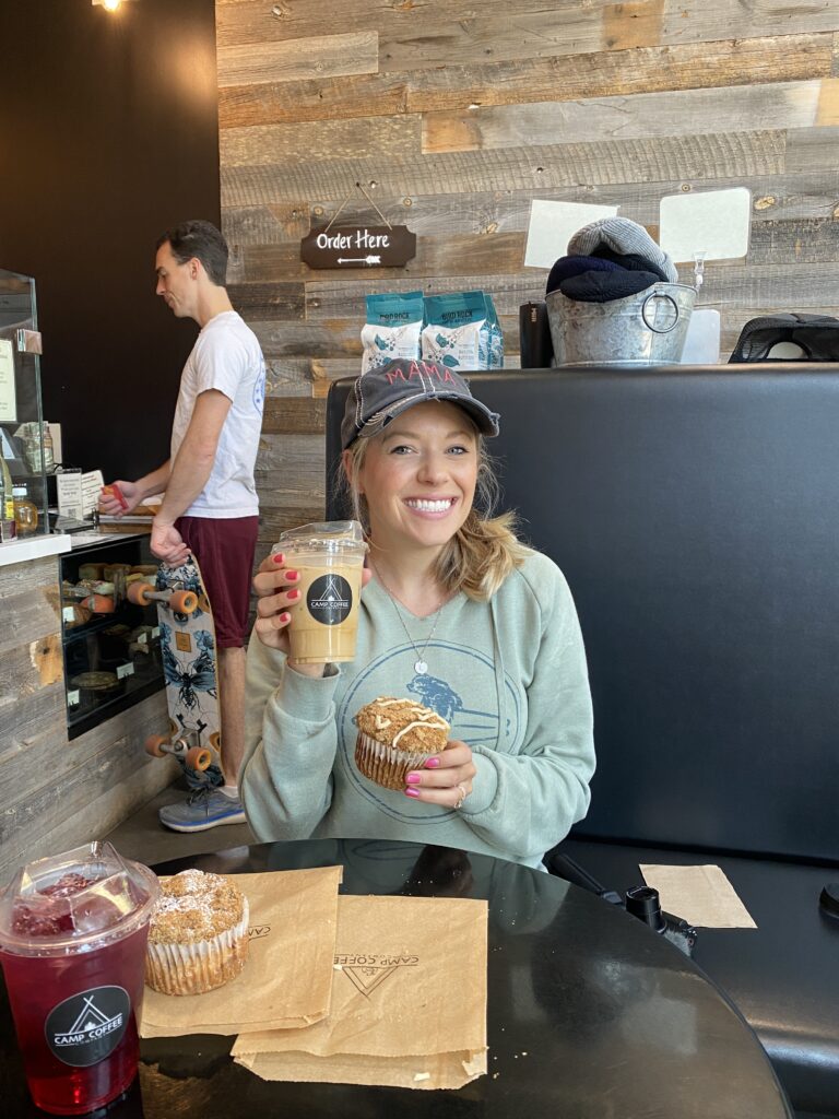 Modern and stylish interior of a local Oceanside coffee shop with a vibrant atmosphere.