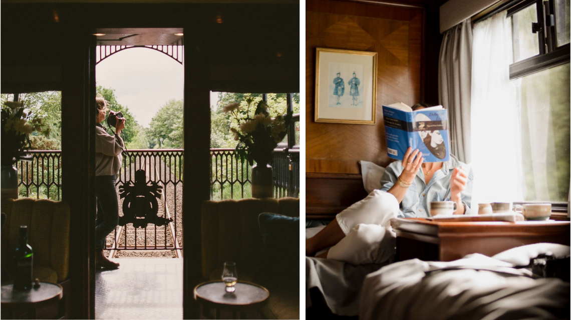 Binoculars and a book placed on a wooden surface.