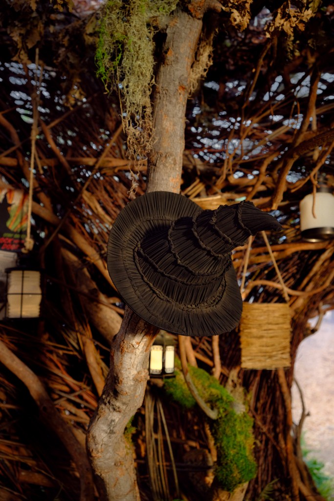 Elphaba's iconic black pointed witch hat on display.