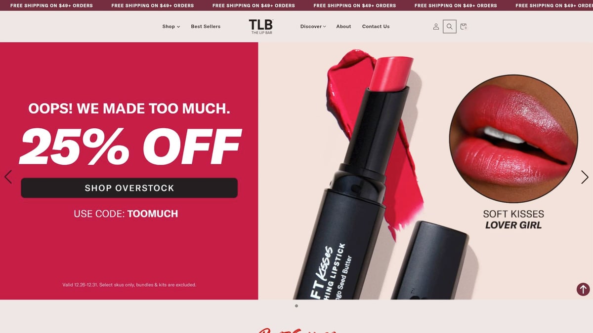 A collection of inclusive and vegan makeup products from The Lip Bar.