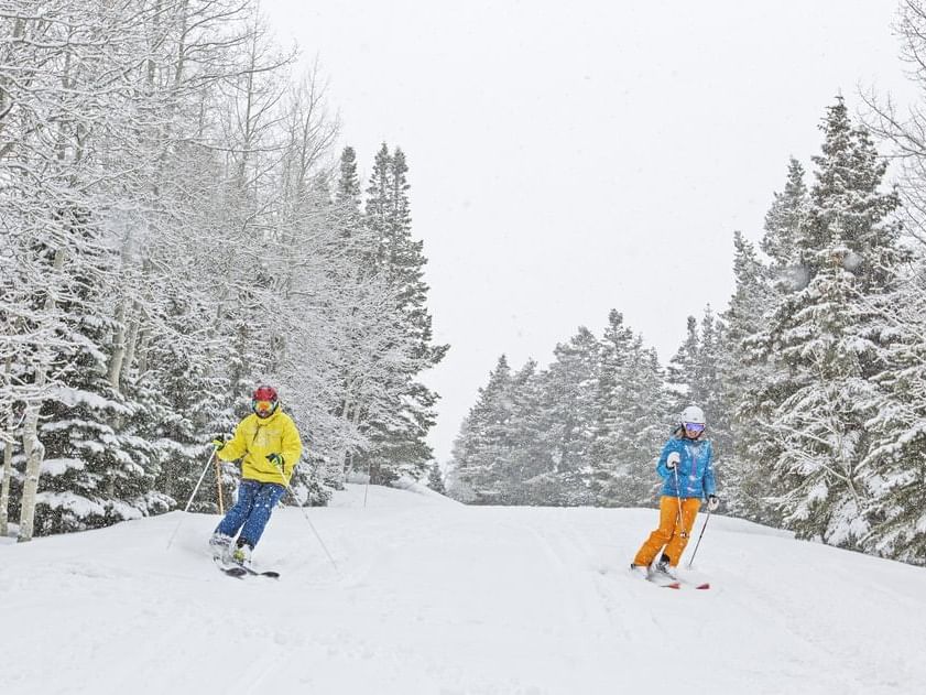 Winter scenery at Stein Eriksen Lodge ski resort in Park City.