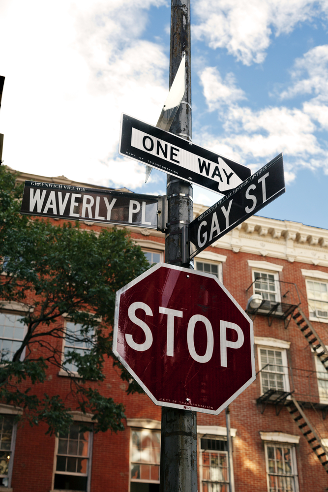 Street signs marking the intersection of Waverly Place and Gay Street in the West Village.