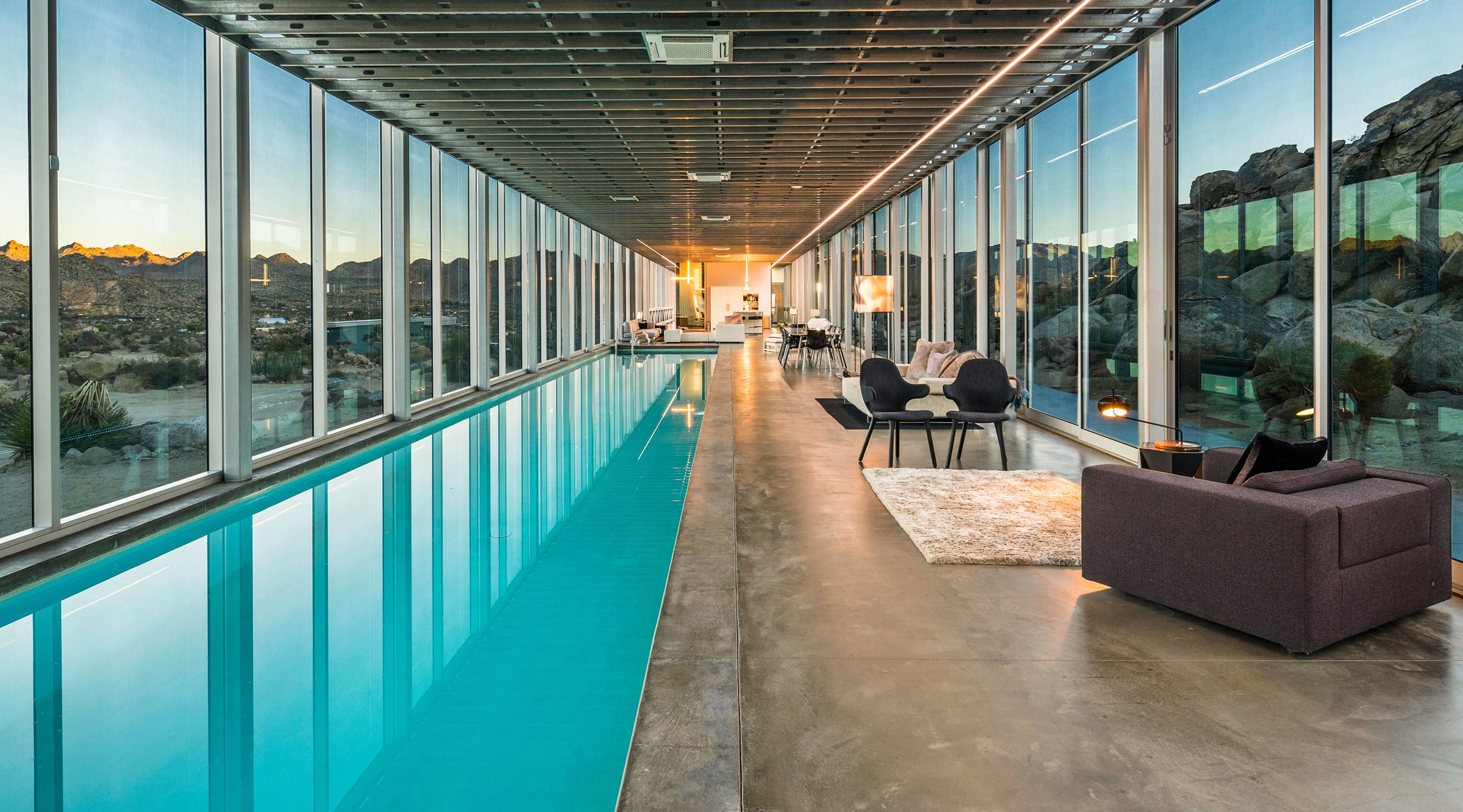 100-foot indoor solar-heated swimming pool
