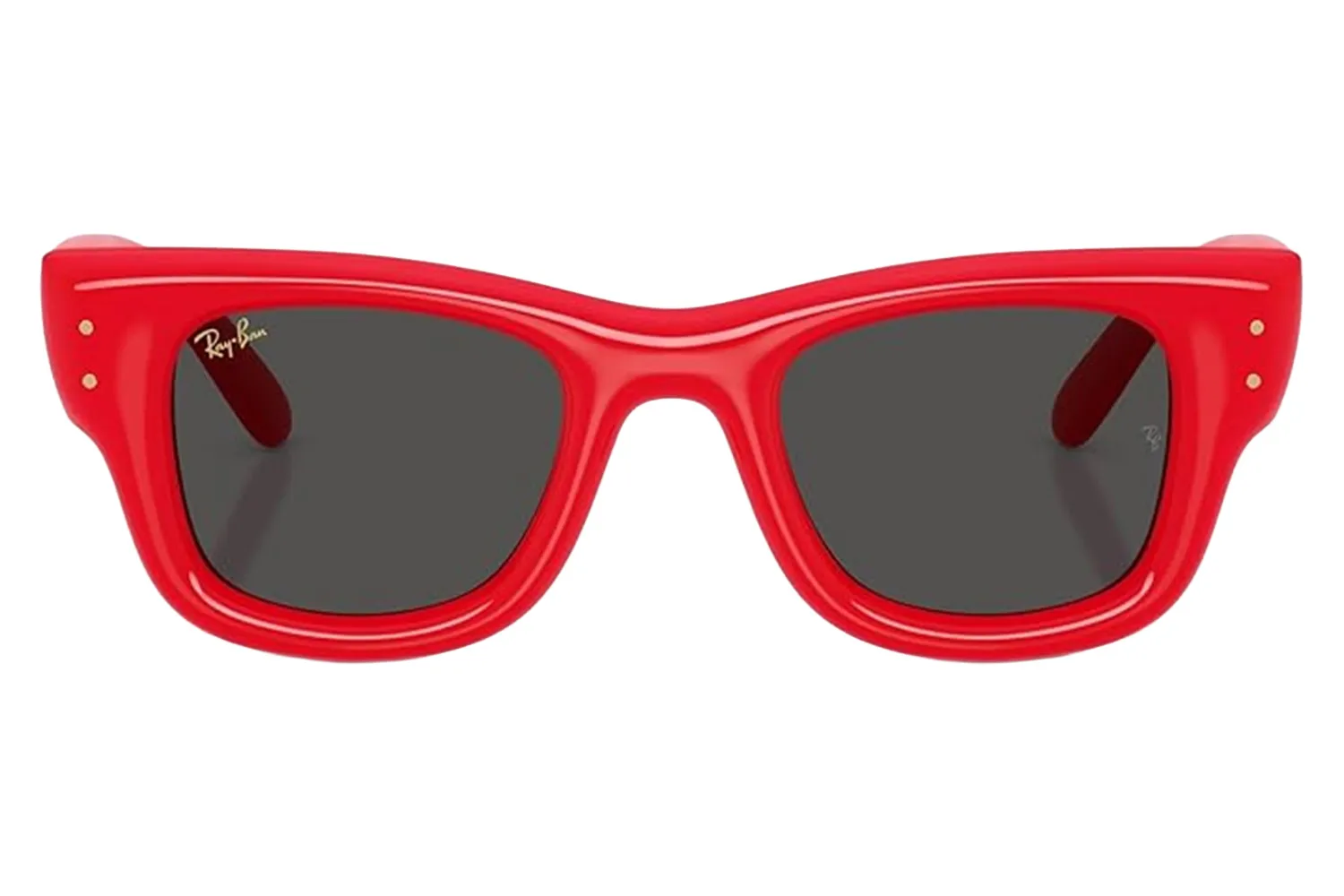 Black Ray-Ban puffer square sunglasses with a quilted texture on the frames.