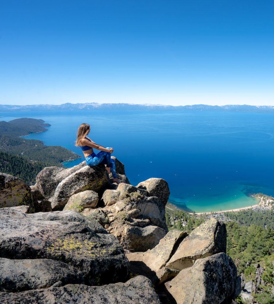 Clear blue water and large boulders at Sand Harbor, Lake Tahoe.