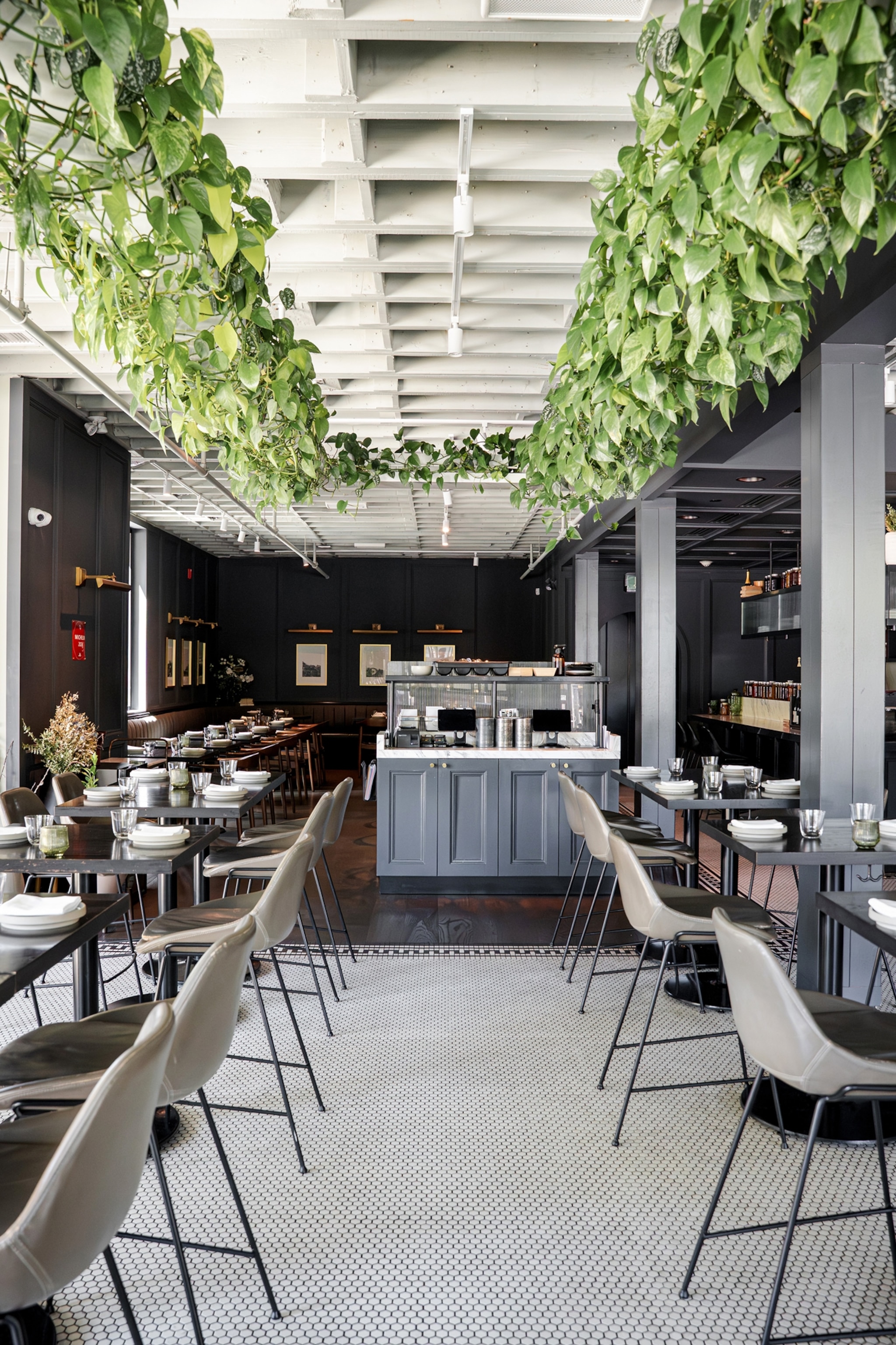 Sophisticated interior lounge of Published on Main restaurant in Vancouver.