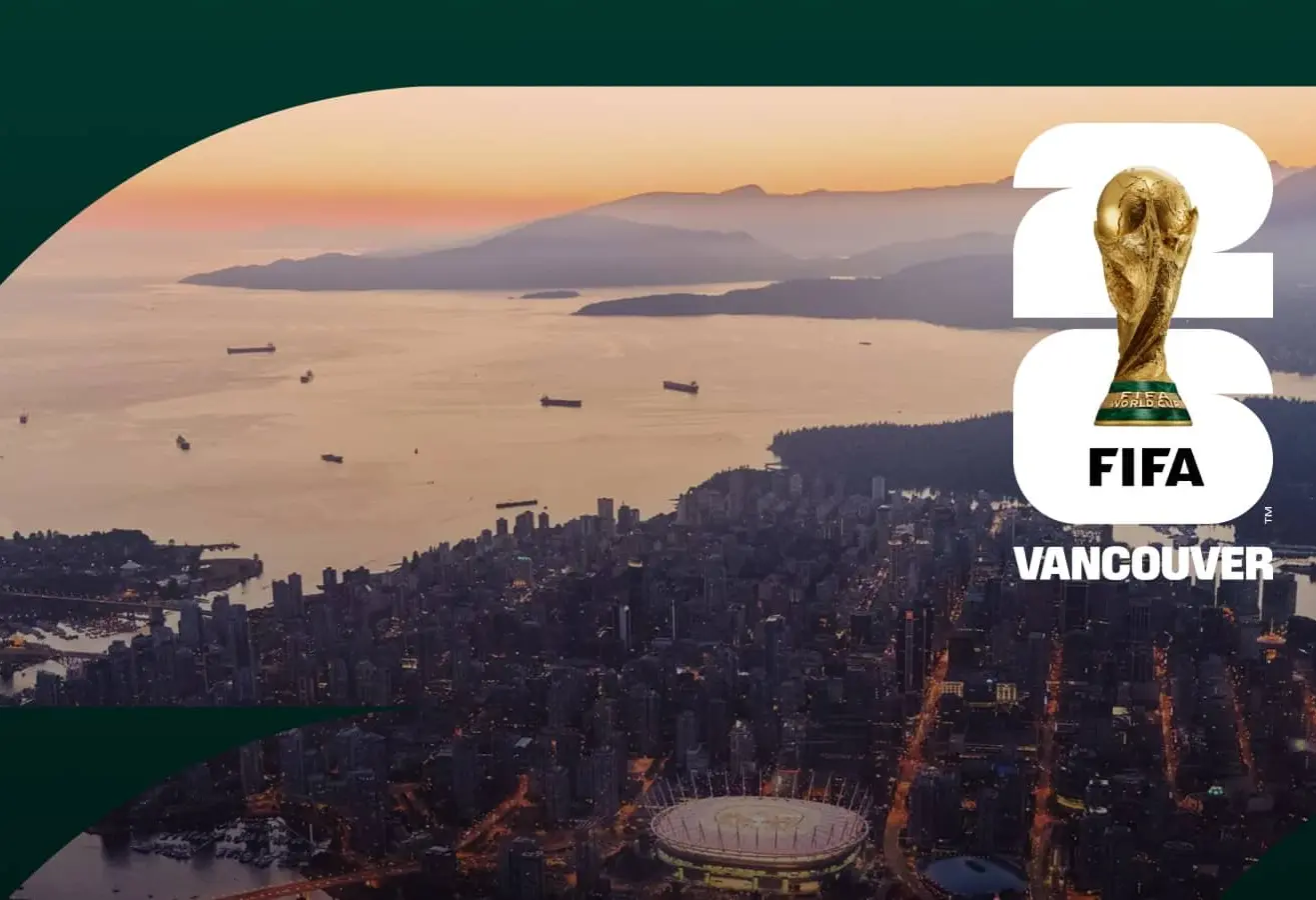 A soccer match in a large stadium representing the FIFA World Cup 2026 atmosphere.