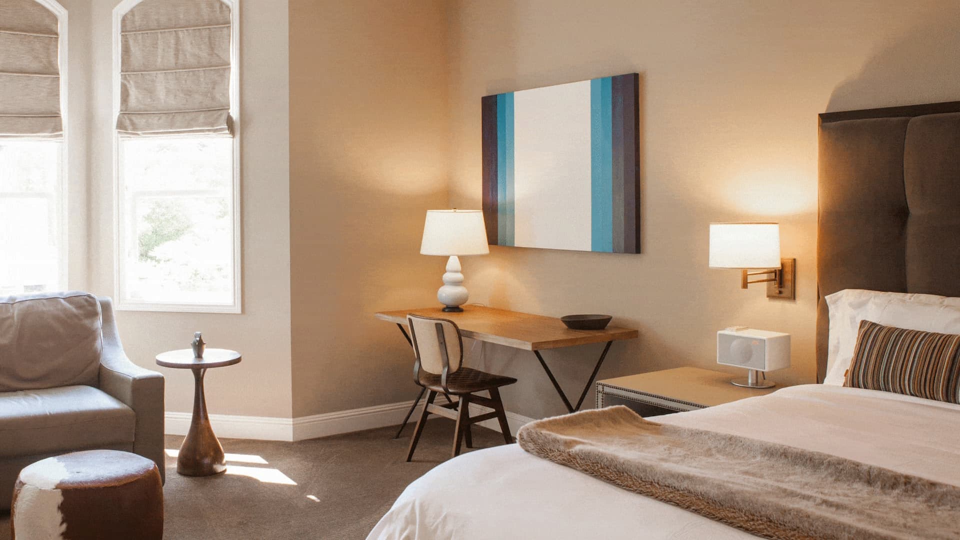 Modern boutique hotel exterior in the heart of St. Helena.