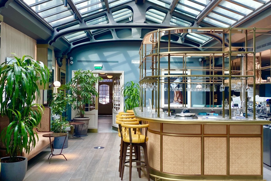 Vibrant and modern interior design of the Maison Bréguet Hotel lobby.