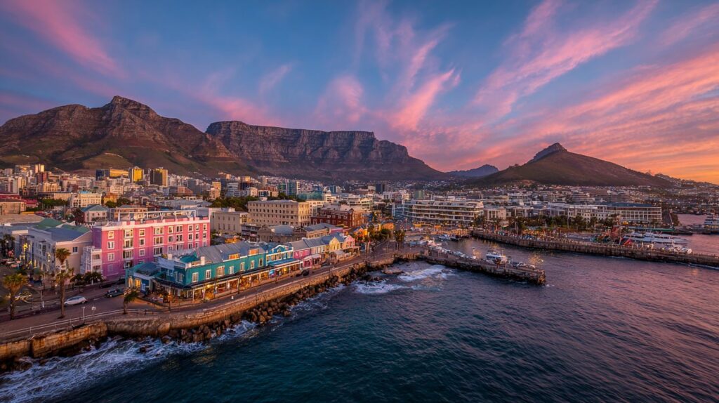 Luxury accommodation interior in Cape Town with high ceilings and modern design.