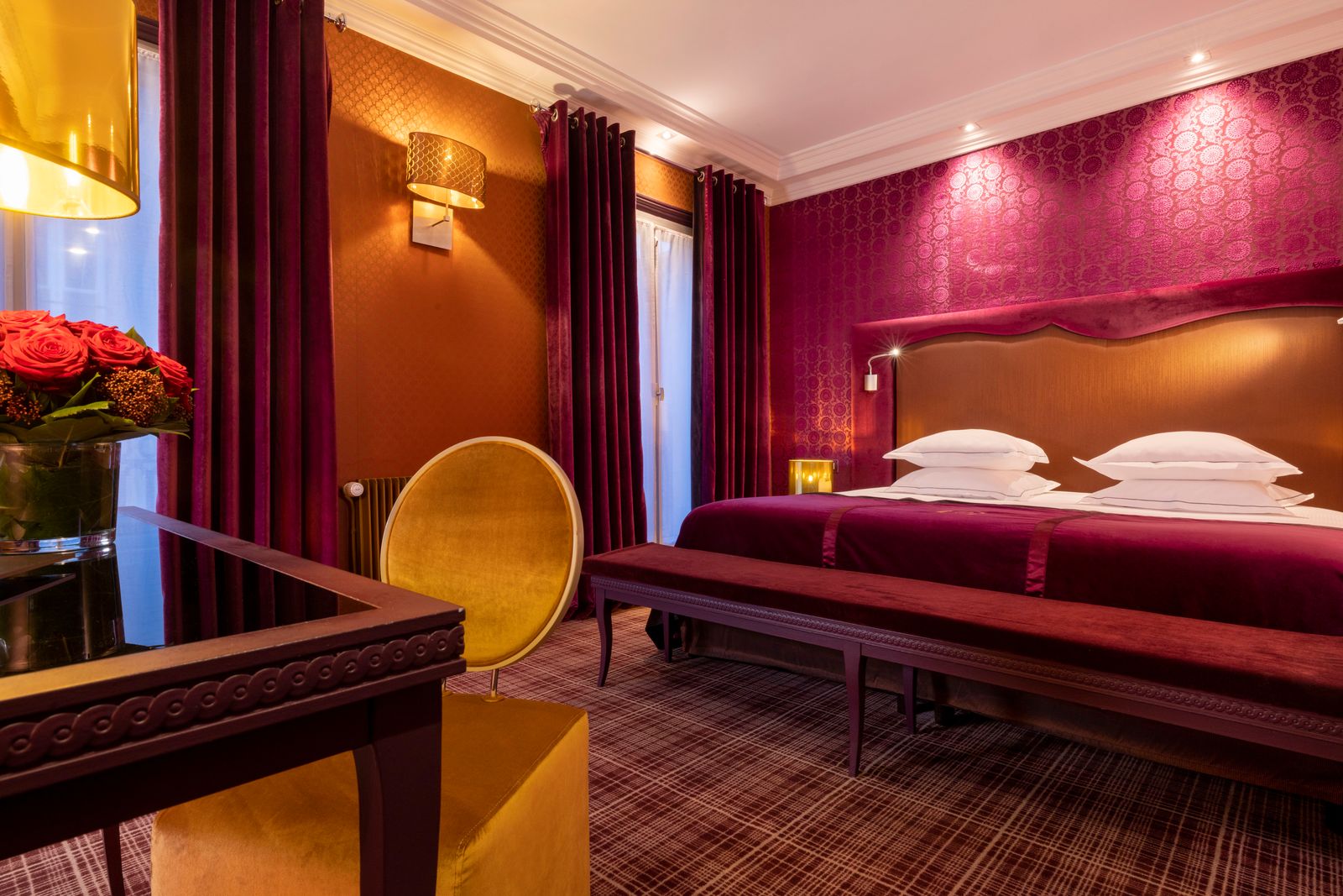 The grand exterior facade of Hotel Edouard VII in the heart of Paris.