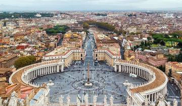 A wide view of classical Italian city architecture and narrow historic streets.